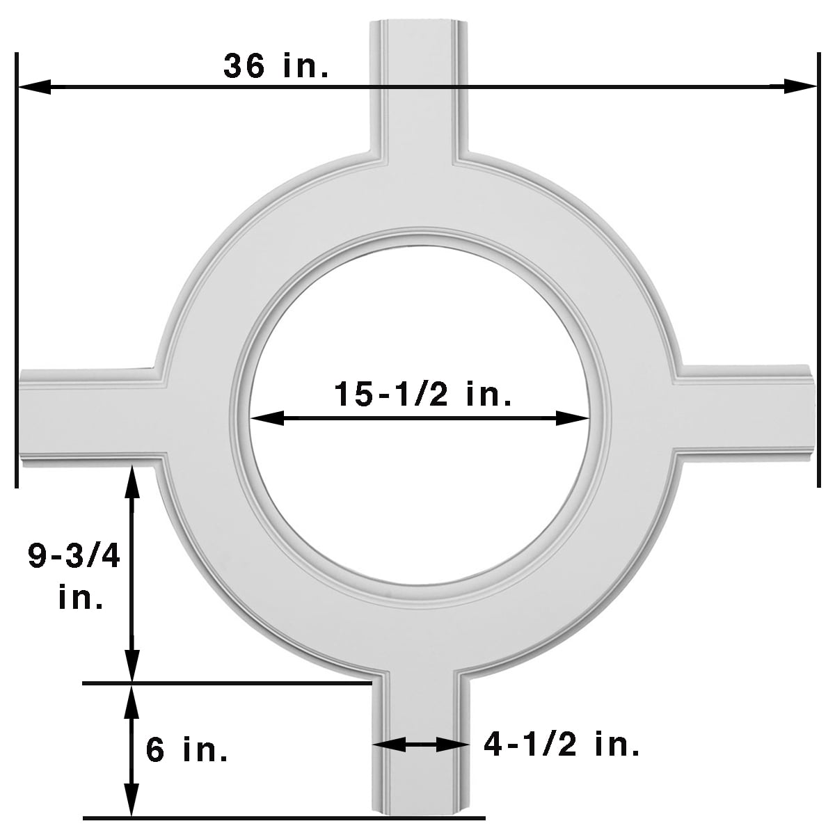 Coffered Ceiling System Inner Circle Intersection For 5 in. Traditional 36 in. W x 2 in. P x 36 L CCSW-001-ICRI5 - Image 4